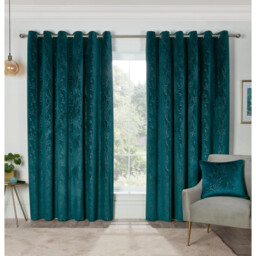 Divante Avery Velvet Eyelet Curtain Teal 168 x 229cm