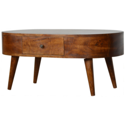 Artisan Furniture Chestnut 2 Drawer Solid Wood Round Coffee Table - thumbnail 3
