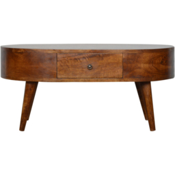 Artisan Furniture Chestnut 2 Drawer Solid Wood Round Coffee Table - thumbnail 2