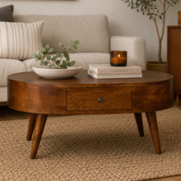 Artisan Furniture Chestnut 2 Drawer Solid Wood Round Coffee Table