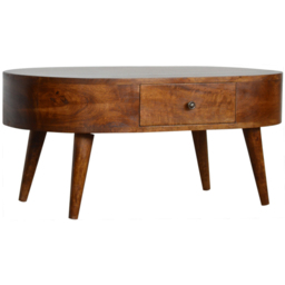 Artisan Furniture Chestnut 2 Drawer Solid Wood Round Coffee Table - thumbnail 4
