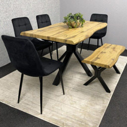 Kosy Koala 6 Seater Velvet Wooden Rectangle Dining Set with Bench Black