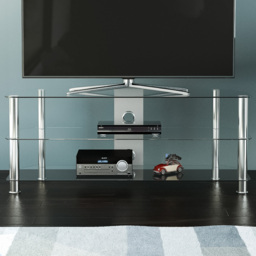 AVF Classic 3 Shelf Clear and Chrome Corner TV Stand