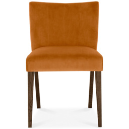Bentley Designs Turin Dark Oak Harvet Pumpkin Velvet Low Back Upholstered Chair Set of 2 - thumbnail 3