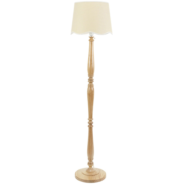 ValueLights Victoria Scallop White Edge Shade Light Wood LED Floor Lamp - image 1