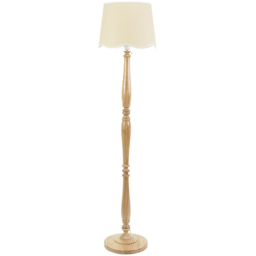 ValueLights Victoria Scallop White Edge Shade Light Wood LED Floor Lamp