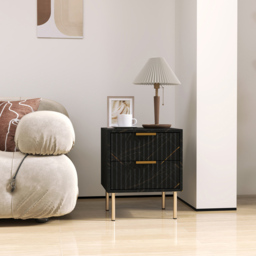 Portland 2 Drawer Black Bedside Table - thumbnail 3