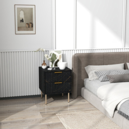 Portland 2 Drawer Black Bedside Table - thumbnail 4