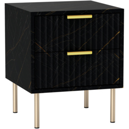 Portland 2 Drawer Black Bedside Table - thumbnail 2
