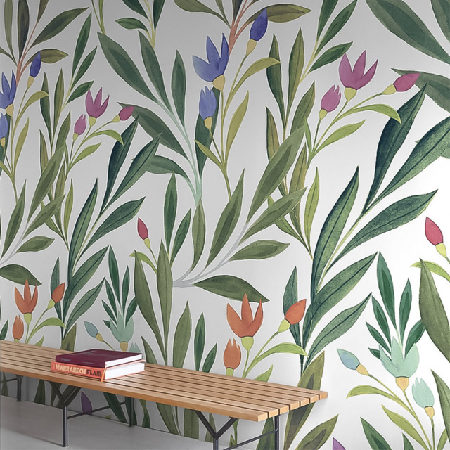 Grandeco Andrea Grass Flower 3 Lane Wall Mural - image 1