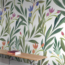 Grandeco Andrea Grass Flower 3 Lane Wall Mural
