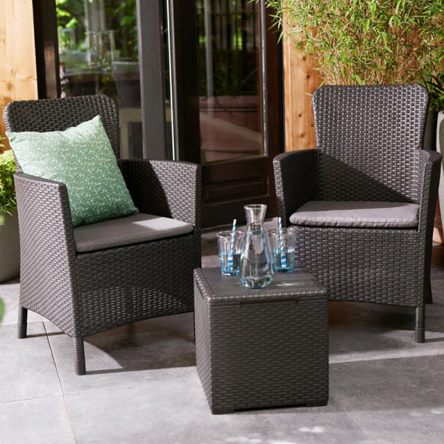 Keter Miami Vigo Graphite 2 Seater Wicker Garden Longue Set - image 1