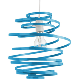 Happy Homewares Teal Gloss Metal Double Ribbon Spiral Swirl Ceiling Pendant Shade