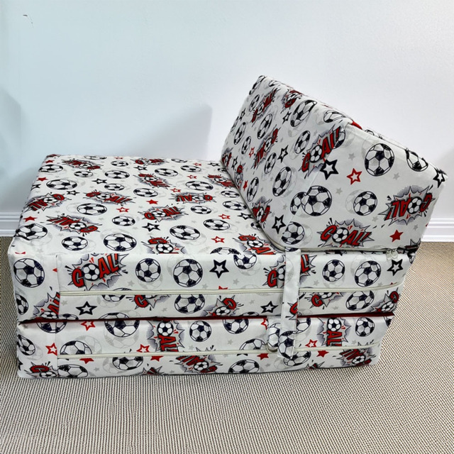 Kaikoo Single White Goal Print Foldable Chair Bed - image 1