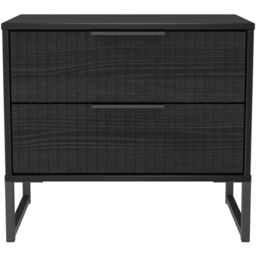 Crowndale Fluted 2 Drawer Black Ash Side Table Ready Assembled - thumbnail 2