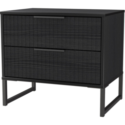 Crowndale Fluted 2 Drawer Black Ash Side Table Ready Assembled - thumbnail 4