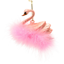 The Seasonal Gift Co. Parisian Gold Eiffel Tower and Swan Glass Bauble with Feathered Tutu 2 Pack - thumbnail 3