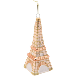 The Seasonal Gift Co. Parisian Gold Eiffel Tower and Swan Glass Bauble with Feathered Tutu 2 Pack - thumbnail 2