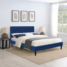 Brooklyn Double Blue Padded Headboard Bed Frame - thumbnail 3