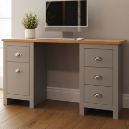 GFW Lancaster Grey Single Door 4 Drawer Study Desk