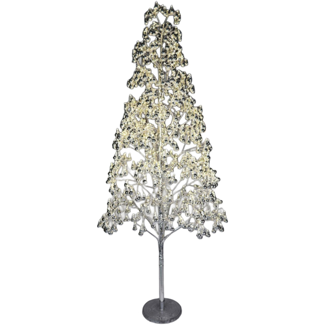 Xmas Haus 7ft 1200 Warm White Micro LED Pre-Lit Artificial Christmas Tree with Silver Baubles - image 1