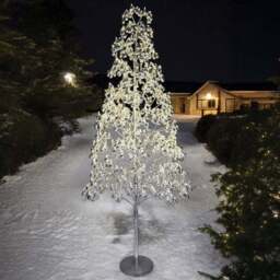 Xmas Haus 7ft 1200 Warm White Micro LED Pre-Lit Artificial Christmas Tree with Silver Baubles - thumbnail 2
