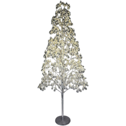 Xmas Haus 7ft 1200 Warm White Micro LED Pre-Lit Artificial Christmas Tree with Silver Baubles