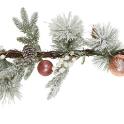 Frosted White Dusky Rose Bauble Christmas Garland 183cm - thumbnail 2