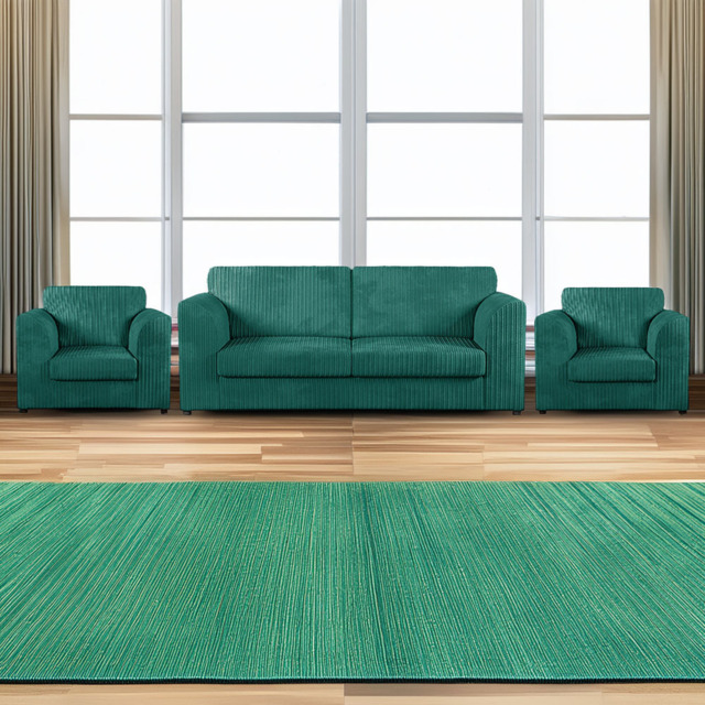 Luxor Teal 5 Seater Jumbo Cord Sofa Suite with Full Back - image 1