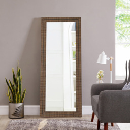 Nyla Brown Wood Effect Striped Mirror 136 x 56cm - thumbnail 2