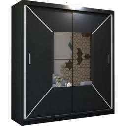 M N Furniture Nicle 2 Door Black Mirrored Sliding Wardrobe 120cm - thumbnail 2