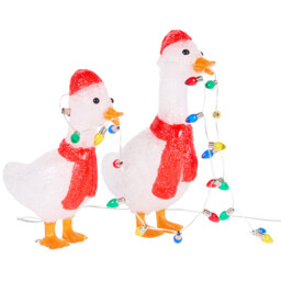 70 Cool White LED Acrylic Christmas Geese Christmas Decoration Set of 2 - thumbnail 3