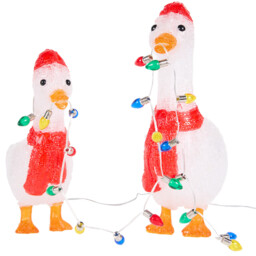 70 Cool White LED Acrylic Christmas Geese Christmas Decoration Set of 2 - thumbnail 4