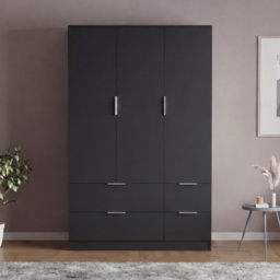 Vida Designs Trega Black 3 Door 4 Drawer Wardrobe - thumbnail 3