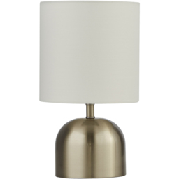 Lighting Collection Satin Silver Touch Lamp with White Shade