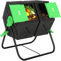 Outsunny 130L Black 2 Chamber Steel Tumbling Garden Compost Bin - thumbnail 1