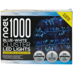 Noel 1000 Blue and White LED Multi Function Christmas Cluster String Light - thumbnail 3