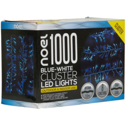 Noel 1000 Blue and White LED Multi Function Christmas Cluster String Light - thumbnail 1