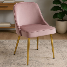 Premier Housewares Demi Velvet Dusky Pink Dining Chair - thumbnail 1