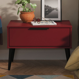 Crowndale Hong Kong Single Drawer Matt Red and Black Wide Side Table Ready Assembled