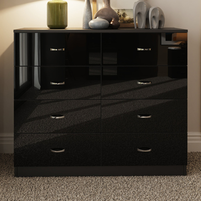 FWStyle Chilton 8 Drawer Black Gloss Chest of Drawers - image 1