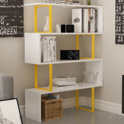 Decorotika Adriana White and Yellow 2 Shelf Display Shelf