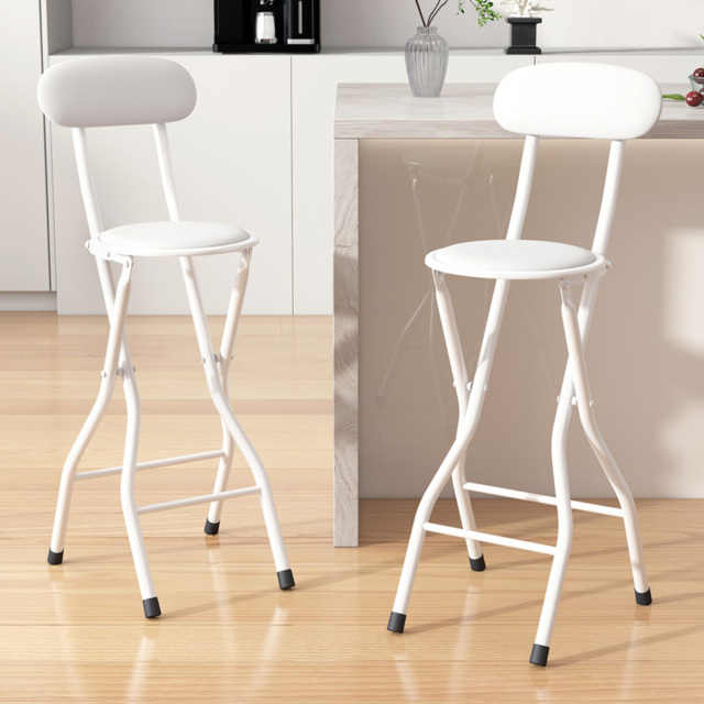 White Padded Folding Breakfast Bar Stool Set of 2 - image 1