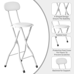 White Padded Folding Breakfast Bar Stool Set of 2 - thumbnail 3