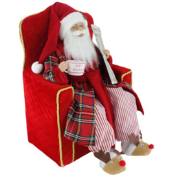 Candy Cane Lane Red Pyjama Santa in Armchair Christmas Decoration 47cm - thumbnail 2