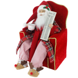Candy Cane Lane Red Pyjama Santa in Armchair Christmas Decoration 47cm - thumbnail 3