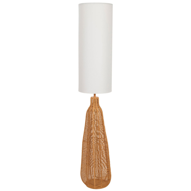 ValueLights Una White Tall Shade Natural Rattan Midi LED Floor Lamp - image 1