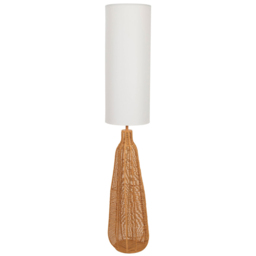 ValueLights Una White Tall Shade Natural Rattan Midi LED Floor Lamp