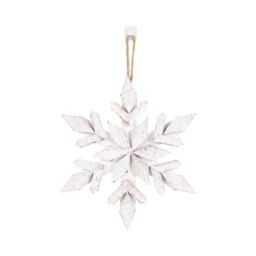 Angel Whispers White Scandi Wooden Snowflake Hanging Christmas Decoration - thumbnail 1