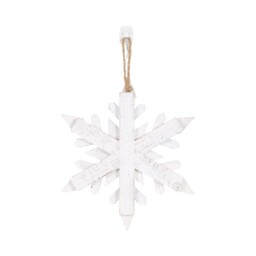 Angel Whispers White Scandi Wooden Snowflake Hanging Christmas Decoration - thumbnail 3